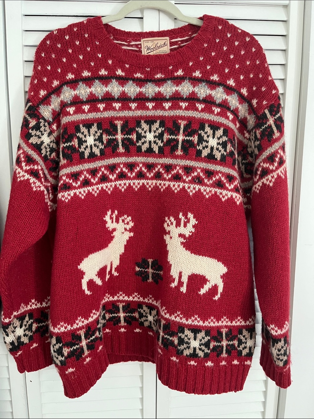 Vintage Woolrich Wool Sweater Reindeer Red Sz Large
